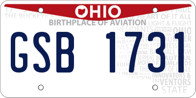 OH license plate GSB1731