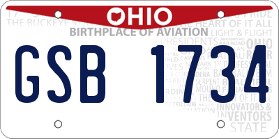 OH license plate GSB1734