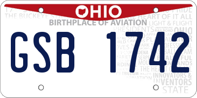 OH license plate GSB1742