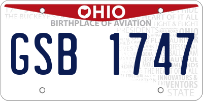 OH license plate GSB1747