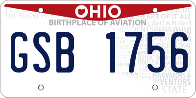 OH license plate GSB1756