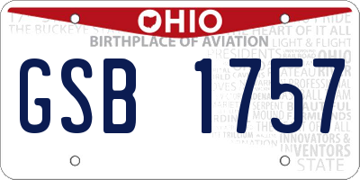 OH license plate GSB1757