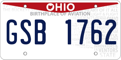 OH license plate GSB1762