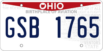OH license plate GSB1765