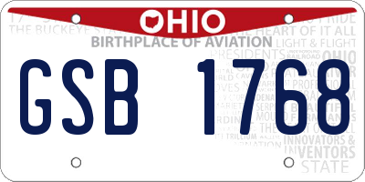 OH license plate GSB1768