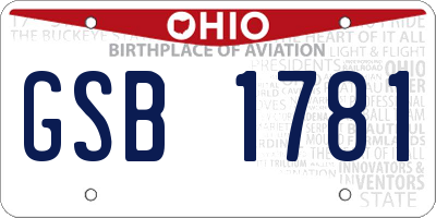 OH license plate GSB1781