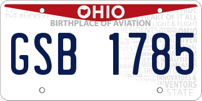 OH license plate GSB1785