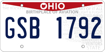 OH license plate GSB1792