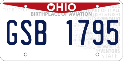 OH license plate GSB1795