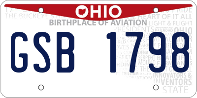 OH license plate GSB1798