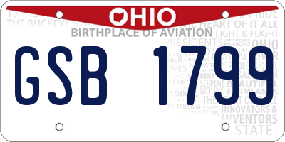 OH license plate GSB1799