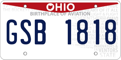 OH license plate GSB1818