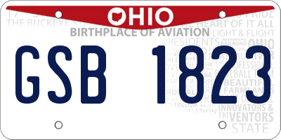 OH license plate GSB1823