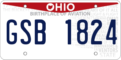 OH license plate GSB1824
