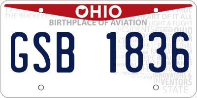 OH license plate GSB1836