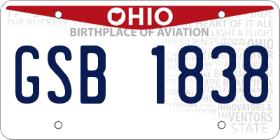 OH license plate GSB1838
