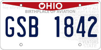OH license plate GSB1842