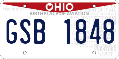 OH license plate GSB1848