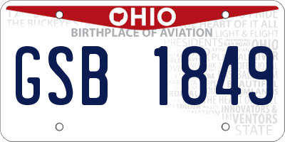 OH license plate GSB1849