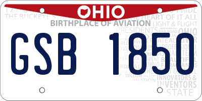 OH license plate GSB1850