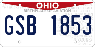 OH license plate GSB1853