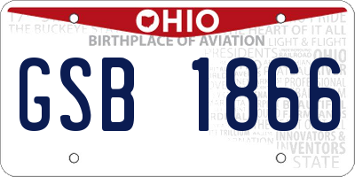 OH license plate GSB1866