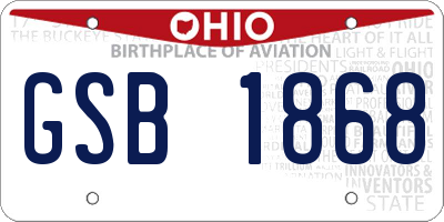 OH license plate GSB1868