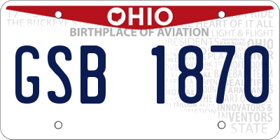 OH license plate GSB1870