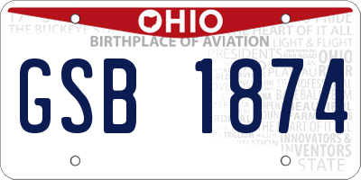 OH license plate GSB1874