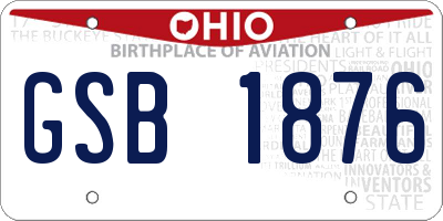 OH license plate GSB1876