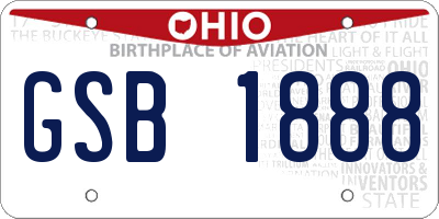 OH license plate GSB1888
