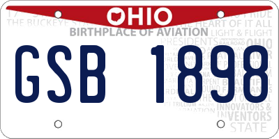 OH license plate GSB1898