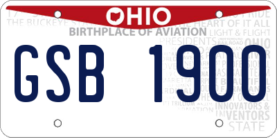 OH license plate GSB1900