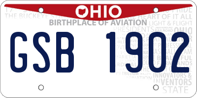 OH license plate GSB1902