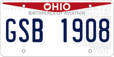 OH license plate GSB1908