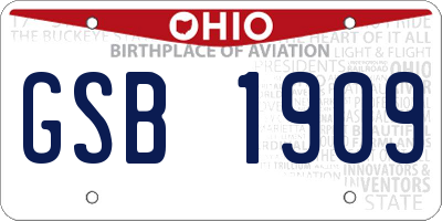 OH license plate GSB1909