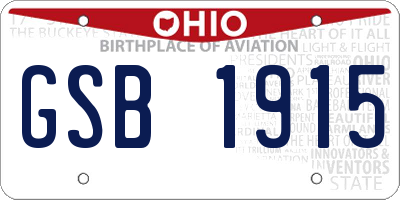 OH license plate GSB1915