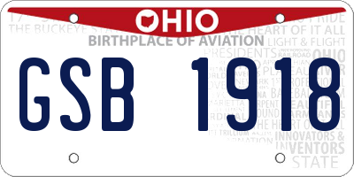 OH license plate GSB1918
