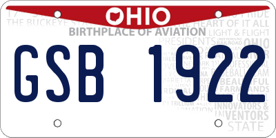 OH license plate GSB1922