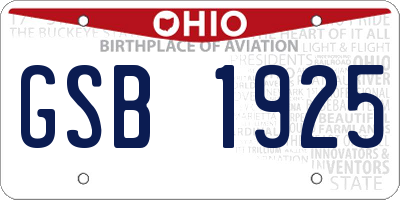 OH license plate GSB1925