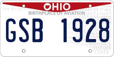 OH license plate GSB1928