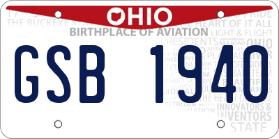 OH license plate GSB1940