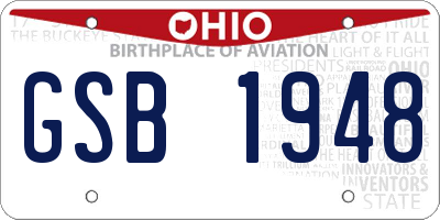 OH license plate GSB1948