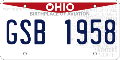 OH license plate GSB1958