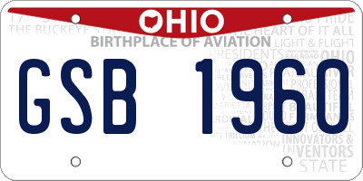 OH license plate GSB1960
