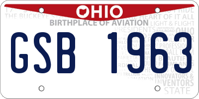 OH license plate GSB1963