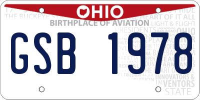 OH license plate GSB1978