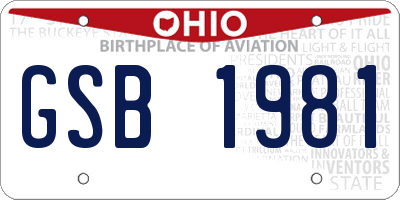 OH license plate GSB1981
