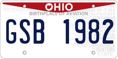 OH license plate GSB1982