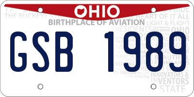 OH license plate GSB1989